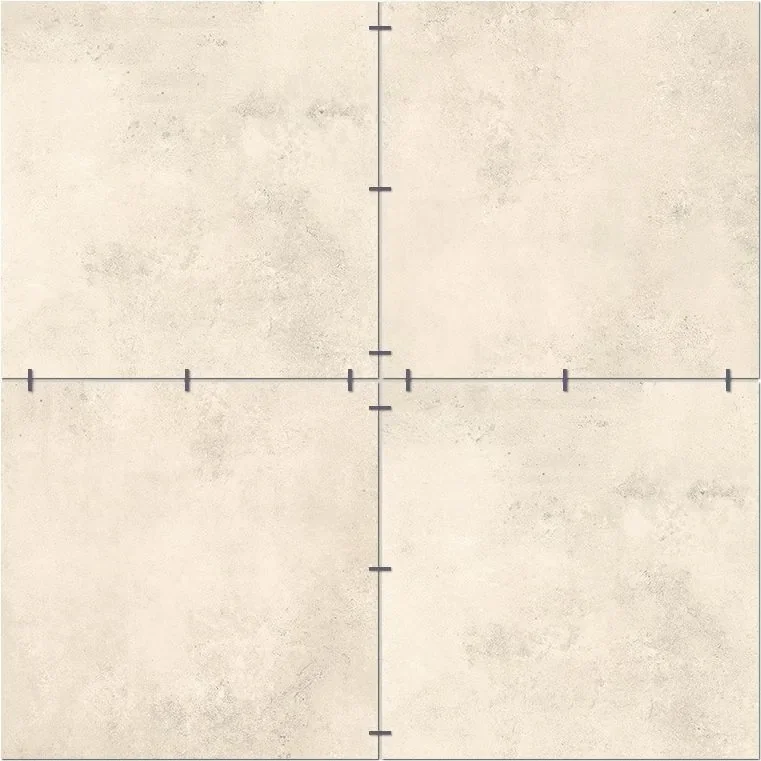 Esquema de nivelación para piezas de 80×80 cm: posición de los niveladores en las juntas